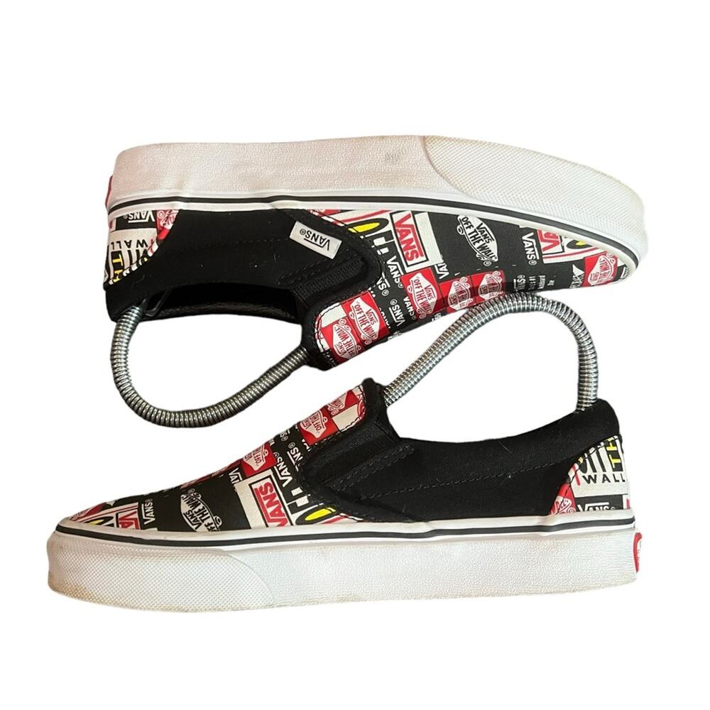 Vans Classic Slip-On Sneakers Black True White Logo Print Men's 5/ Women's 6.5 - Picture 3 of 9
